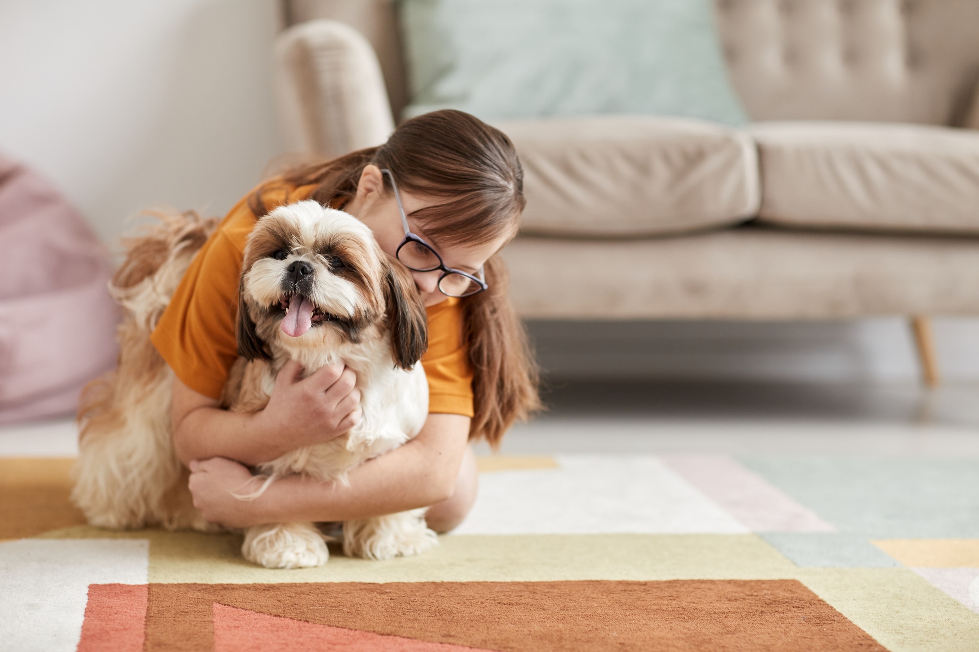 Girl Playing With Dog